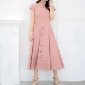 노엘라 와이드 웨이스트 원피스 코랄 핑크