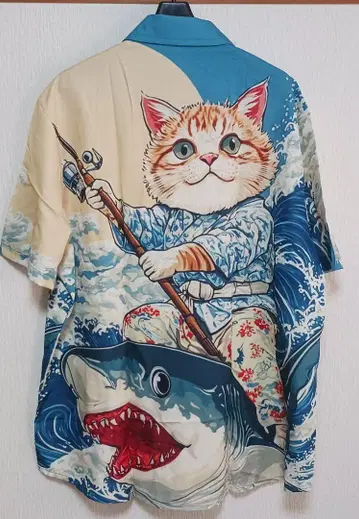 새상품 고양이 상어 알로하 셔츠 M