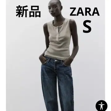 [새 상품] ZARA 리브 그라데이션 탑 카키 탱크탑 S