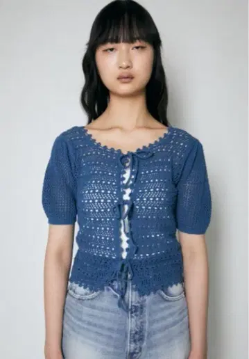 moussy 레이스 짜임 가디건