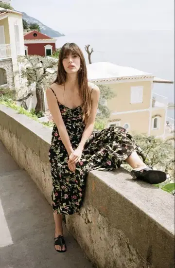 ZARA 자라 컷워크 자수 프린트 패턴 미디 원피스 L 사이즈