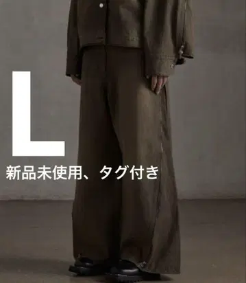[GRANCY] 지퍼 디자인 배기 데님 팬츠 브라운 L 사이즈