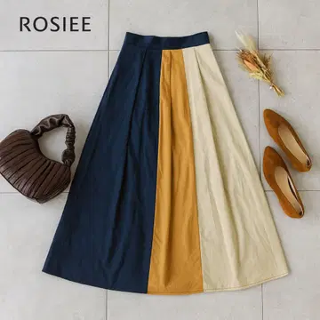 [택 포함] ROSIEE 로지 스웨이드풍 배색 스커트