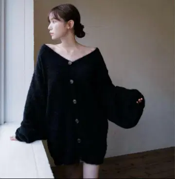 maison celon shaggy knit loose cardigan