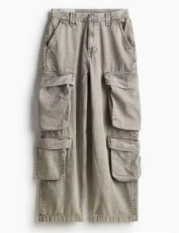 [새상품급] H&M 빈티지 케미컬 워시 카고 팬츠 배기 데님