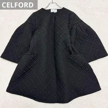 새상품급 셀포드 퀼팅 플레어 코트 숏 벌룬 소매 블랙