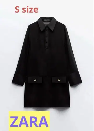 새상품 ZARA 콘트라스트 세미 시어 숏 드레스 S 사이즈