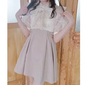 ROJITA 꽃무늬 도킹 미니 원피스 핑크 베이지