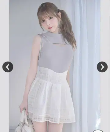 미셸 마카롱 프론트 오픈 미니 원피스