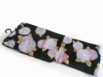 바로 입을 수 있는 유카타 블랙 베이스 수국 패턴 아지사이