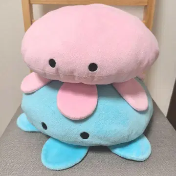해파리 봉제 인형 2개, 핑크색과 하늘색 바다 친구들
