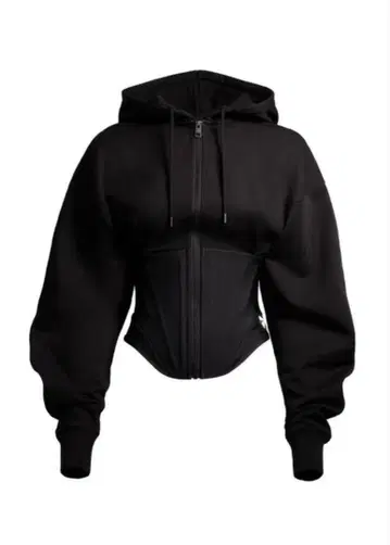 MUGLER H&M 블랙 크롭 후드티