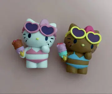 산리오 다 같이 수영장 피규어 노멀 키티 & 햇볕에 탄 키티 (레어)