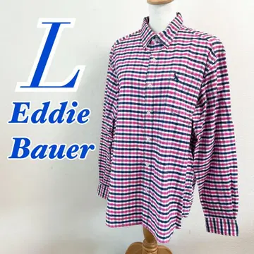 Eddie Bauer L 사이즈 체크 무늬 긴팔 셔츠 캐주얼 코디 남성용