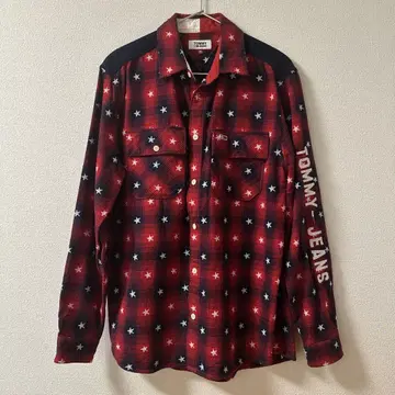 TOMMY JEANS 별 패턴 체크 긴팔 셔츠