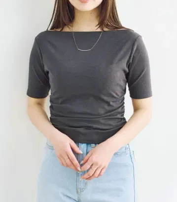 보트넥 개더 티셔츠 상의 코코딜