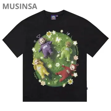 [ MUSINSA ] LAUGHER Teletubbies 티셔츠 블랙