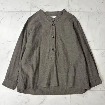 MHL. TRAM COTTON SHIRT 밴드 카라 카키 사이즈 1