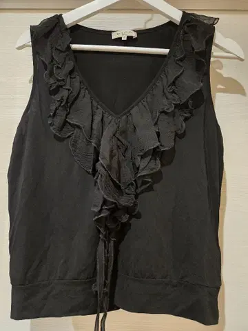 ETRO 블랙 프릴 슬리브리스 46