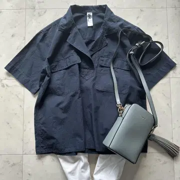 새상품급 MHL cotton linen 풀오버 셔츠 1 네이비