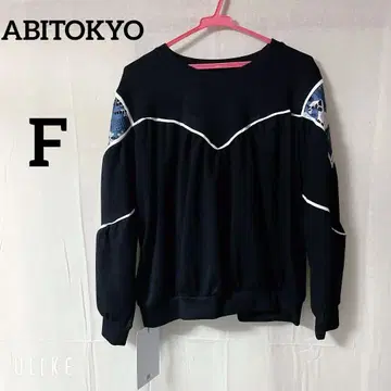 ABITOKYO 레이스 도킹 볼륨 슬리브 풀오버 블랙 F