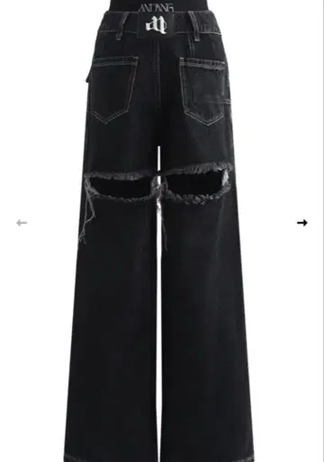 ANDWANG back cutout denim pants 블랙 & 화이트