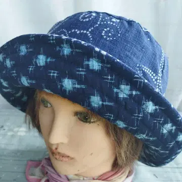 기모노 리메이크 빈티지 원단 리메이크 카스리 인화포 모자 리버서블