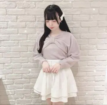 evelyn 리본 펄 니트 상의 핑크