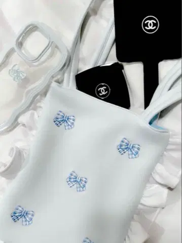 jiltu 리본 프릴 토트 bag 토트백 스카이블루