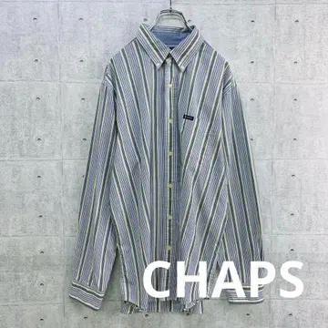 t0045 CHAPS 챕스 긴팔 셔츠 파랑 노랑 스트라이프 L