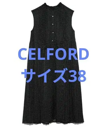 CELFORD A라인 플리츠 원피스 도트 물방울 무늬 식사 결혼식