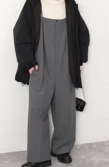 새상품급 SLOBE IENA 트윌 트로 아이라인 멜빵바지 그레이