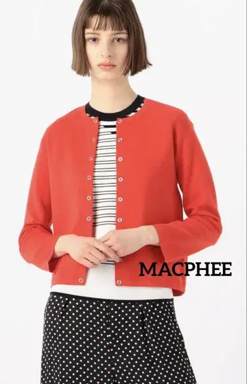 미사용 MACPHEE 코튼 스무스 크루넥 가디건