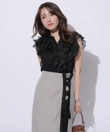 아푸와이저 리셰 배색 레이스업 스커트 사이즈 M