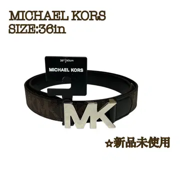 [새상품] 마이클코어스 MK 로고 버클 남성용 벨트 브라운 90cm