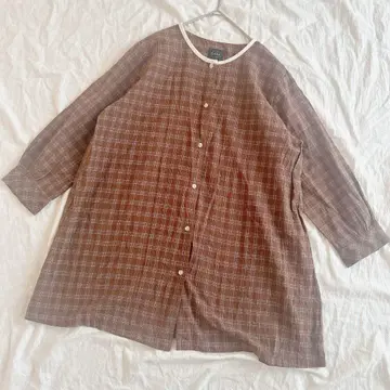 lene non finito 레네 체크 블라우스 일본제 브라운