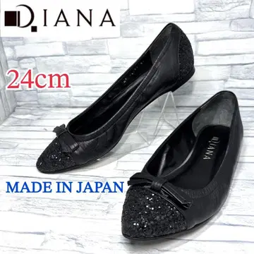 DIANA 다이애나 플랫슈즈 글리터 천연 가죽 블랙 24cm