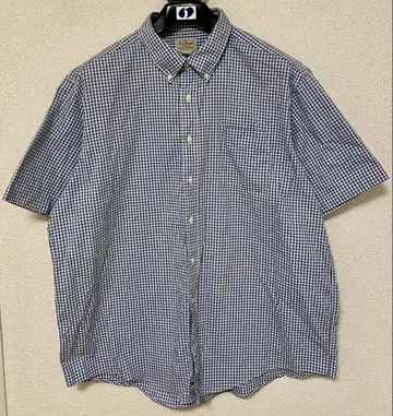L.L.Bean 엘엘빈 체크 셔츠 반팔 블루