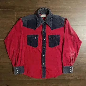 70s Jc Penny 투톤 코듀로이 셔츠