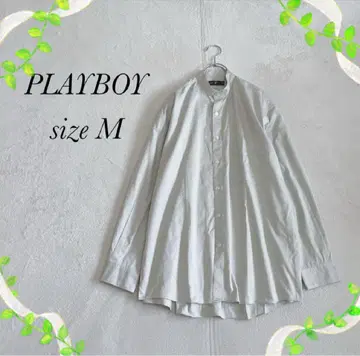 [PLAYBOY] 긴팔 셔츠 (M) 라이트 그레이 스탠드 카라 플레이보이