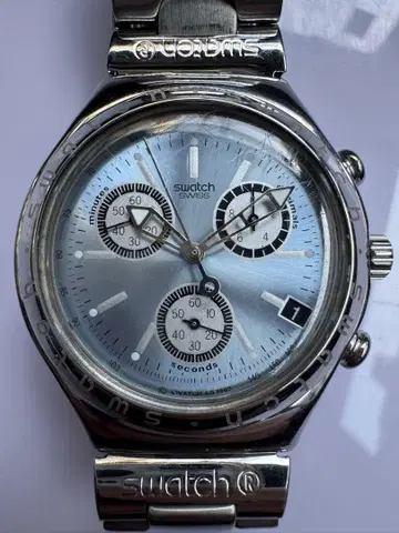 Swatch 크로노그래프 손목시계 실버/블루