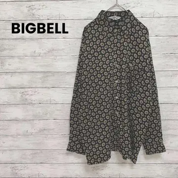 [BIGBELL] 긴팔 셔츠 올 패턴 화려한 무늬 블랙 개성적 세련
