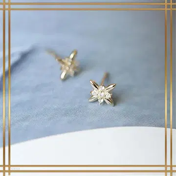 151A [골드] 다이아 7.5mm 귀걸이 팔각형 꽃 풍차 실버 925