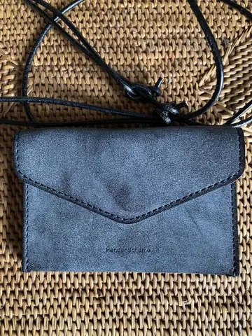 Hender Scheme 블랙 가죽 숄더 스트랩 카드 케이스