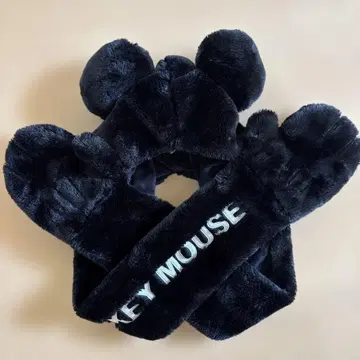 디즈니 팬 캡 미키 모자 귀달이 머플러 장갑 세트 블랙