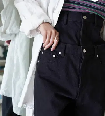 QUIITO REDENIM W WAIST 팬츠 BLACK