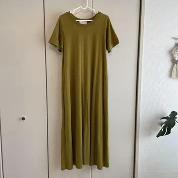 antiqua 안티카 올리브 반팔 롱 티셔츠 원피스 면 F