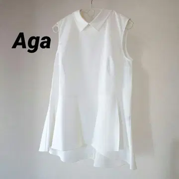 택 포함 새상품 야마다야 Aga 슬리브리스 플레어 튜닉 화이트 M 사이즈