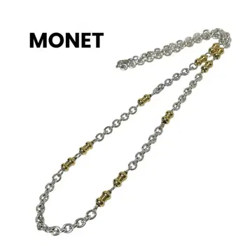 80년대 MONET 모네 롱 목걸이 콤비 컬러 실버 골드