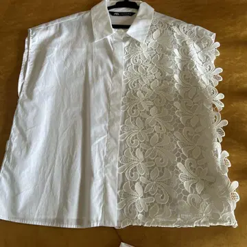 ZARA 화이트 레이스 디자인 셔츠 L